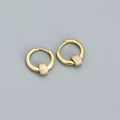 Orecchini a cerchio minimalisti in argento S925 dorato con perline scorrevoli in zirconi - Argento 925 / Oro (Pietra Bianca)