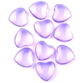 Set of ten translucent purple amethyst heart-shaped stones on white background - Smelted Blue Crystal