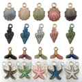 Colorful enamel sea shell and starfish alloy charms set for DIY jewelry making - Mixed 20pcs Ocean Charm Set SN798