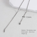 Silver 304 stainless steel 1.5mm thin necklace chain 40cm plus 5cm extender - Silver 1.5mm Box Chain
