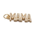 Gold plated MAMA letter pendant featuring micro-paved clear cubic zirconia crystals - CX145-11 Gold MAMA Letters
