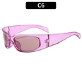 Y2K sporty sunglasses in transparent purple finish with wide frame design, model C6 - Transparent Purple Frame Tea Lens