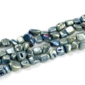 Macro shot of irregular druzy agate beads with metallic blue and grey crystal texture - Irregular 10-12mm (19-21 Beads 200mm Long) / Green