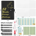 Black PU leather A5 binder for 52-week savings challenge with gold foil lettering - Black