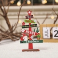 Mini wooden desktop Christmas tree with red gnome patterns and a festive star topper - Red Forest Man Style