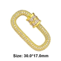 Golden oval screw clasp with pave zirconia stones for luxury jewelry making - Style 71 (Gold Zircon Clasp 30x17mm)
