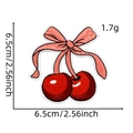 Macro view of cherry bow embroidery patch showing stitching details and 6.5cm size - Cherry Patch 5# (Bowknot)
