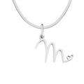 Elegant silver stainless steel necklace featuring a cursive initial M pendant with a heart - Letter M (Steel Color)