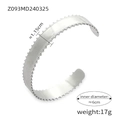 Bracciale rigido aperto in acciaio al titanio 18k argento con bordi a micro-sfere - Texture Bordo con Perline / Argento