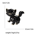 Retro zwart emaille kattenbroche met gouden rand, maat 3.5x3cm, gewicht 7.6g - Zwart