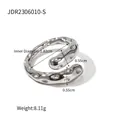 Irregular silver stainless steel wave ring with unique textured hammered surface - Irregular Hammered Texture Ring (JDR2306010-S) / Silver