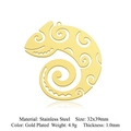Gold plated stainless steel chameleon pendant, 32x39mm animal charm for DIY jewelry making - Chameleon-Gold (LA927)