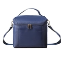 Navy blue insulated lunch bag with reinforced handles and adjustable shoulder strap - Navy Blue