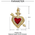 Detailed parameter view of gold heart cross pendant with dimensions 30mm x 19mm - Style VH619 (30x19mm/2.6g)