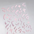 Pegatinas de uñas rosa holográfico con relieve de serpientes y estrellas brillantes - Estilo de Serpiente Láser Rosa (M-837)