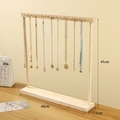Support de collier vertical en bois avec crochets métalliques et base rectangulaire naturelle - Couleur Bois Naturel (18 Crochets)