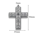 Detailed silver cross pendant with heart relief and 50mm x 35mm dimensions overview - Heart Relief Cross