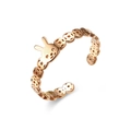 Verstellbarer Ring aus Roségold-Titan mit Hasen- und Münzdesign sowie weißen Zirkonia-Steinen - Gold - Offenes Hohles Kaninchen