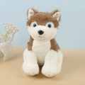 Süßer braun-weißer Husky-Plüschhund in Sitzpose mit weichem Plüschfell und blauen Augen - Braun Sitzend / 20*17cm