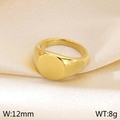 Anillo de sello dorado pulido de 12mm en acero inoxidable con superficie redonda y lisa - US 11 / Dorado 12mm