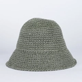 Foldable olive green woven straw bucket hat for women with breathable summer sun protection - M (56-58cm) / Army Green