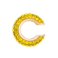 Rose gold C-shaped ear cuff featuring sparkling yellow rhinestones in a pave setting - Outer Diameter 1.6cm / KC Gold - Yellow (S611)