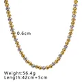 Two-tone silver and 18K gold stainless steel bead necklace, 42cm length, 0.6cm beads - 0.6cm Necklace (42+5cm) / Gold and Silver