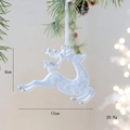 Colgante de reno de Navidad blanco con purpurina plateada para adorno de árbol - Reno Volador