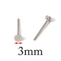 Set of 100 silver stainless steel flat head earring posts with 3mm base DIY components - 3mm Studs/100pcs / Steel