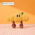 Catnip-infused croissant cat toy in yellow sherpa fleece, size 23cm by 14cm - Croissant Style
