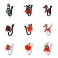 Christmas non-piercing U-shaped nose clips with colorful enamel holiday patterns - Christmas Multi-Color Assorted Set / 9-Piece Set / Multicolor