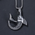 Pendente pesce spada 3D nordico in acciaio inossidabile con catena a sfere d'argento - Ciondolo pesce spada 3D - Senza catena (B0803)
