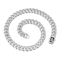Collana a catena cubana argento con diamanti e chiusura con segno del dollaro nero - Argento-Collana (45cm)