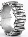 Anillo Vikingo para hombre y mujer en plata con textura de corteza horizontal rugosa - US 7 / Estilo 6 (Acero Rayas Horizontales)