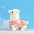 Llavero de alpaca de peluche rosa con cabeza blanca y aro de metal para niños - Aproximadamente 12cm / Rosa