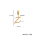 Chic 18k gold plated letter Z pendant with micro-inlaid zircons and copper core - Letter Z