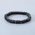 Men's hip hop black stainless steel byzantine chain bracelet with secure flat clasp - Black / 22cm(8mm)