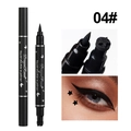 Dual-ended black liquid eyeliner with fine tip and star shape stamp, shade 04# - 4# Star Stamp