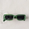 Retro rectangular sunglasses with translucent jelly green frames and dark grey lenses - Green