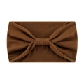 Brown elastic yoga headband with bow knot detail made of soft knitted fabric - Brown