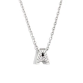 Collana con lettera A in argento con diamanti su catena in acciaio inossidabile - Colore Acciaio-Lettera A