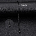 Black 3mm Figaro chain bracelet in stainless steel with lobster clasp on leather - 3mm-18cm / Black