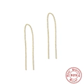 Minimalist gold S925 sterling silver star tassel drop earrings for women daily wear - Minimalist Bar Ear Threader / Gold