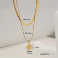 Collier double rang en acier inoxydable plaqué or 18k avec chaîne serpent et pendentif fleur - Style Double Couche Chaîne Serpent Doré (3-5)