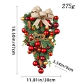 Christmas teardrop wreath with pine cones and red gold ornaments with dimensions - J2-21 Spruce Pine Cone
