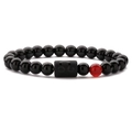 Schwarzes Achat-Perlenarmband mit Sternzeichen Löwe für Herren und Damen - Löwe Roter Achat