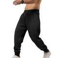 Men's black jogger pants with drawstring waist and ribbed cuffs for casual sports style - S / Black