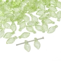 Bulk pack of transparent green leaf acrylic beads for DIY jewelry and necklaces - 10pcs/Pack / 5x10mm / Light Green
