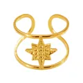 Macro shot of stainless steel gold ring showing size 7 measurements and weight - Dotted Eight-pointed Star Style (Y005)