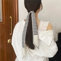 Fascia per capelli in stile francese a pied de poule bianco e nero su coda bassa - Pied de Poule Bianco e Nero